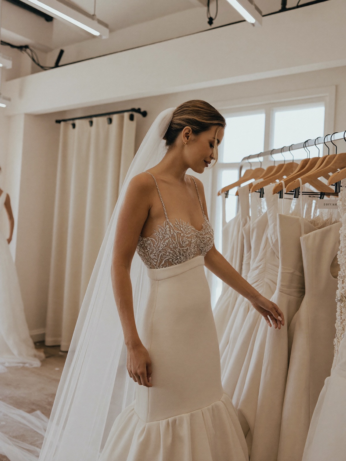 A bride at her appointment in a bridal showroom