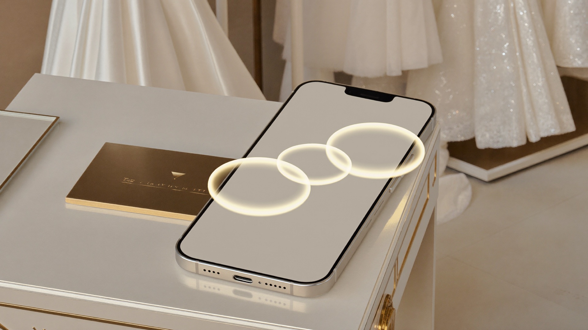 Phone with bridal appointment inquiries in a boutique